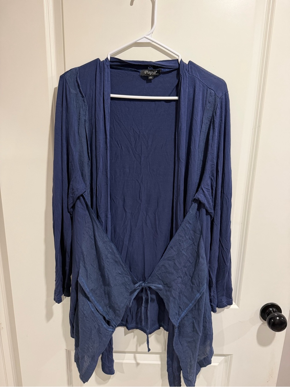 Papa Vancouver Blue Waterfall Cardigan XXL Lightweight Tie Front Boho Layering